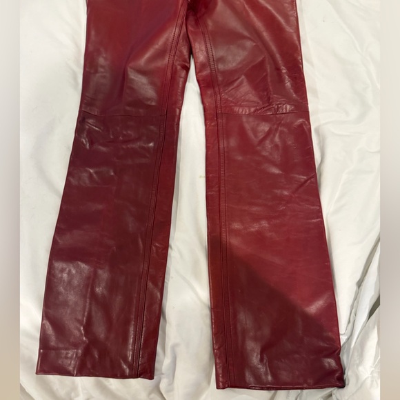 Earl Jeans Women's Red Flare Leather Pants - Picture 2 of 13